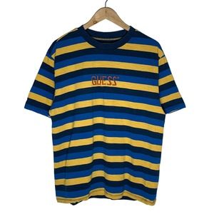 Vintage Guess | Men | 90s Crew Neck Embroidered Stripe Tee | Size Medium